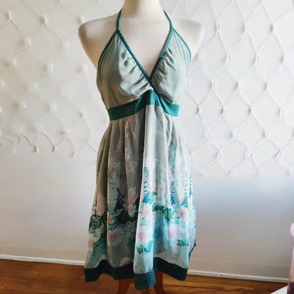 DKNY Jeans Halter Dress / Floral / Size Large - Picture 1 of 5